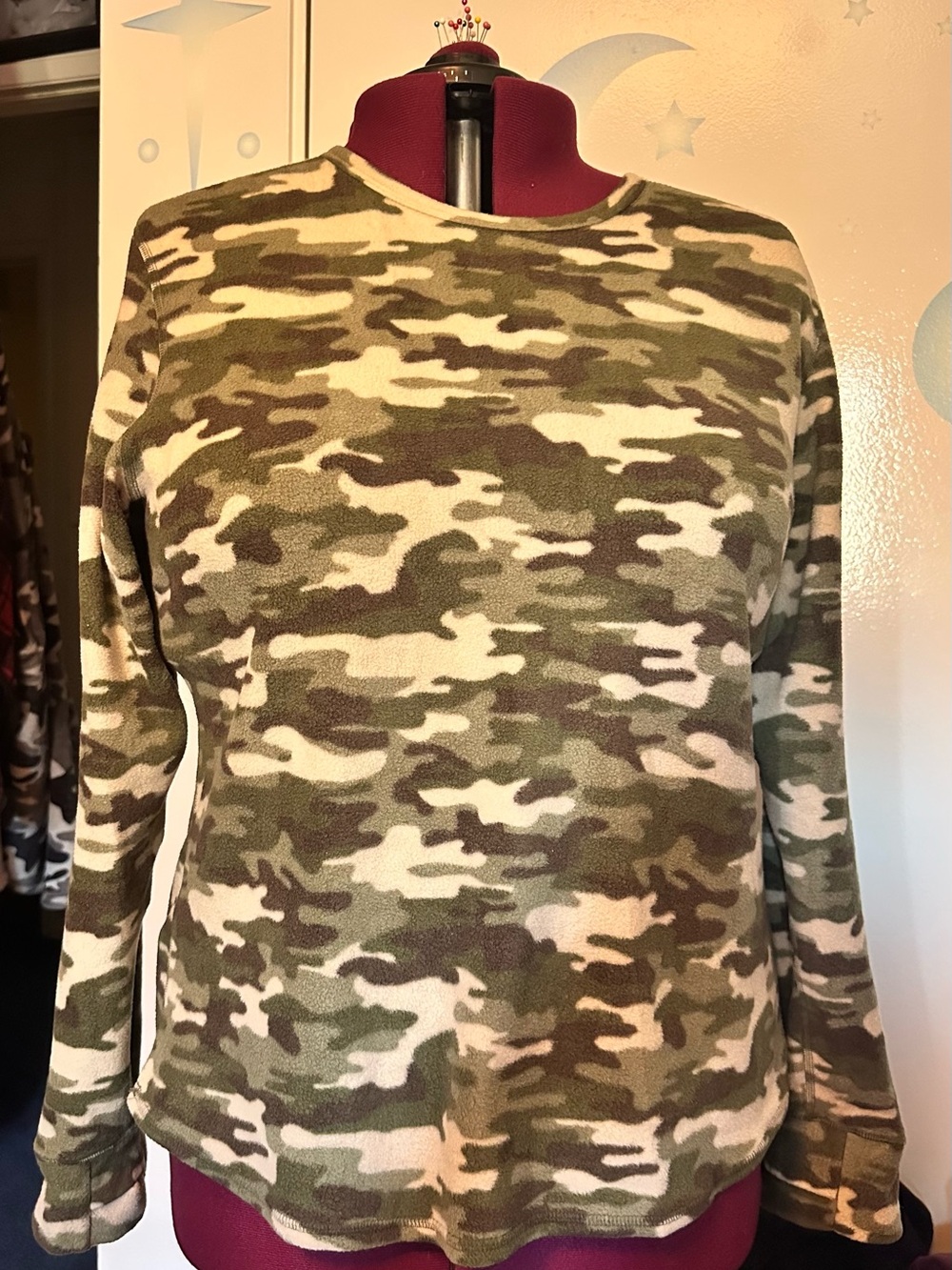 Cuddl Duds Women's Camo Print Pullover - Green, Brown, Cream 4X lot of 2